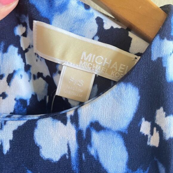 NEW Michael Michael Kors Ikat Poppy Flounce Navy Dress Short Sleeve Womens Sz S - Picture 6 of 10